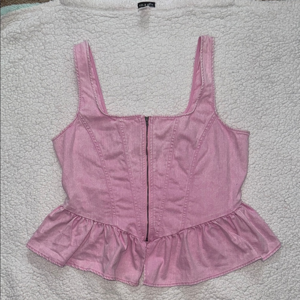 Target Future Collective Pink Ruffled Women's Denim Corset Top